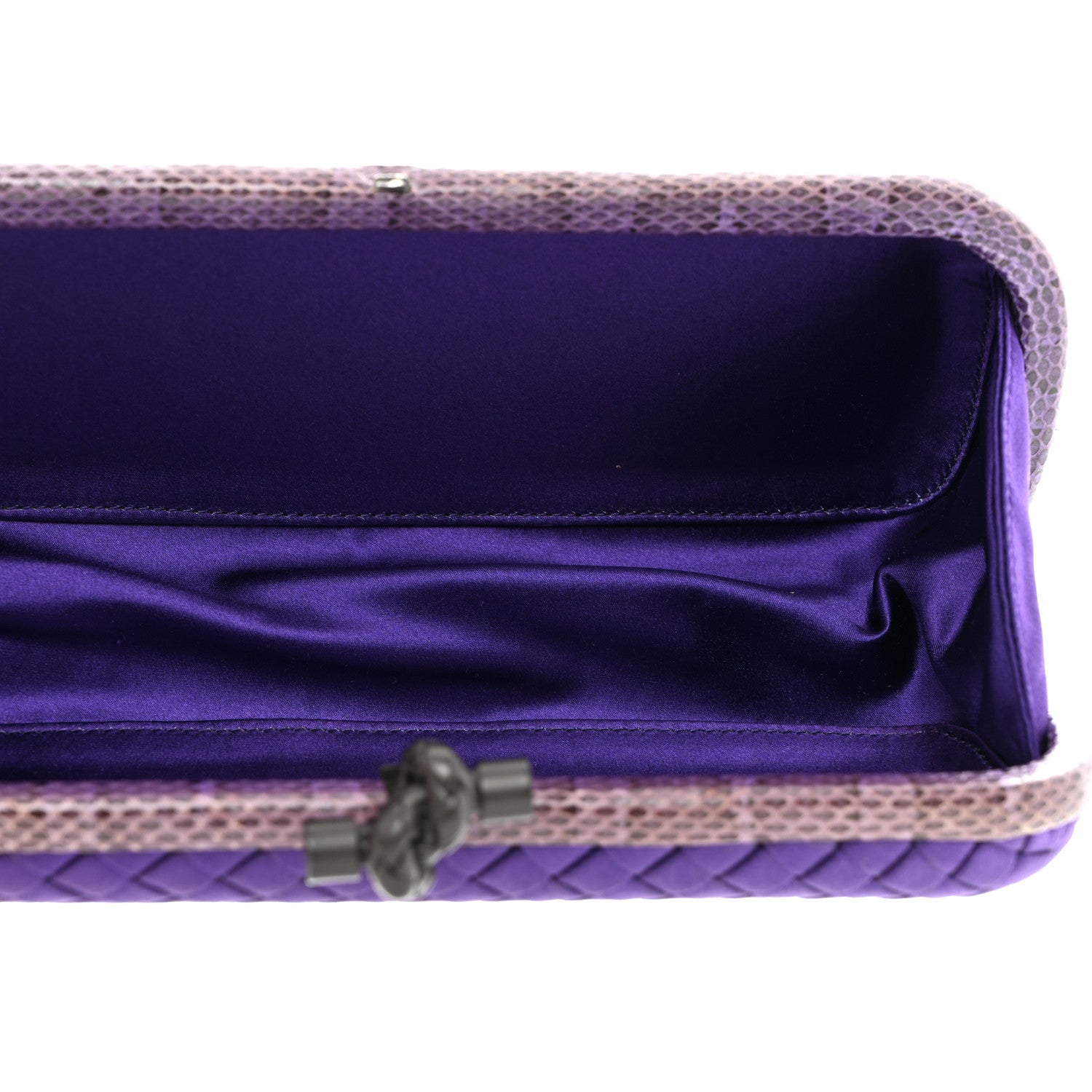 Bottega Veneta Satin Intreccio Impero Ayers Stretch Knot Clutch Purple 5 of 6