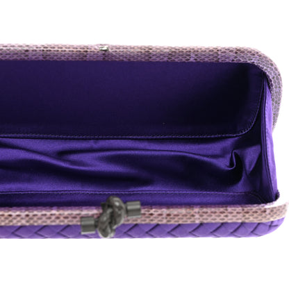 Bottega Veneta Satin Intreccio Impero Ayers Stretch Knot Clutch Purple 5 of 6