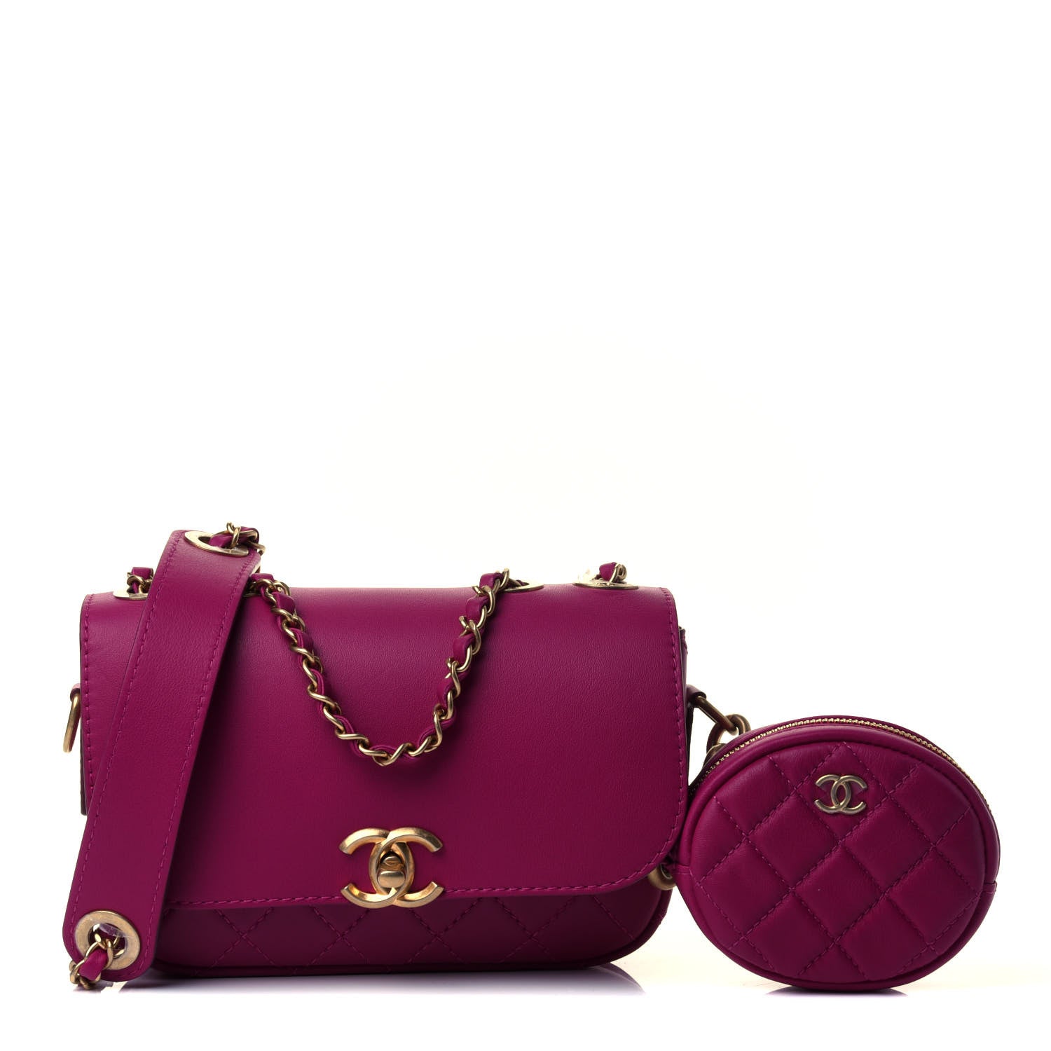 Chanel Calfskin Quilted Multi Pouching Flap And Coin Purse Fuchsia 1 of 4