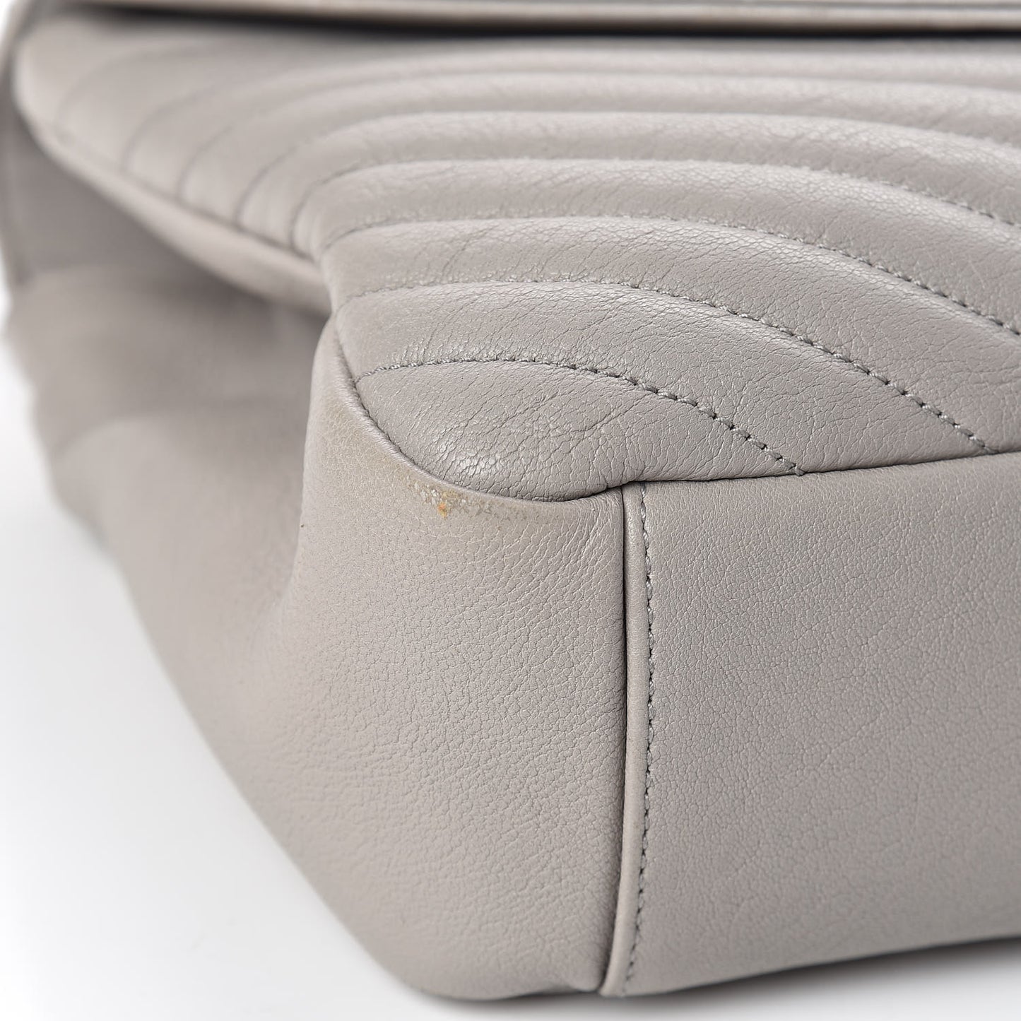Sheepskin Matelasse Chevron Monogram Large College Satchel Light Grey