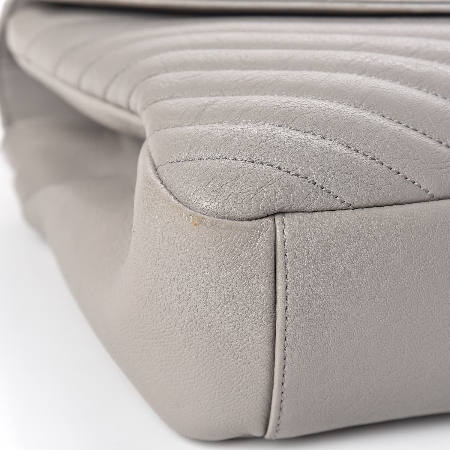 Saint Laurent Sheepskin Matelasse Chevron Monogram Large College Satchel Light Grey 18 of 19