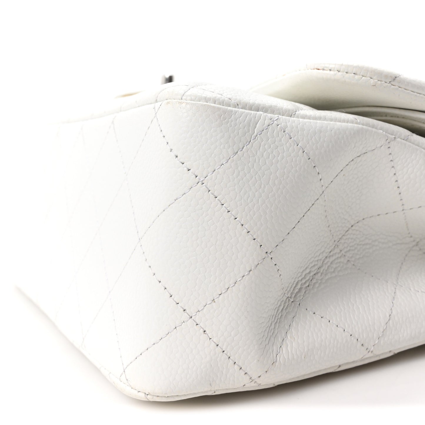 Caviar Quilted Jumbo Double Flap White
