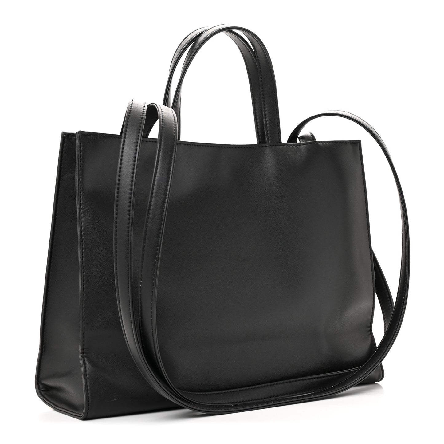 Vegan Leather Medium Shopping Bag Black