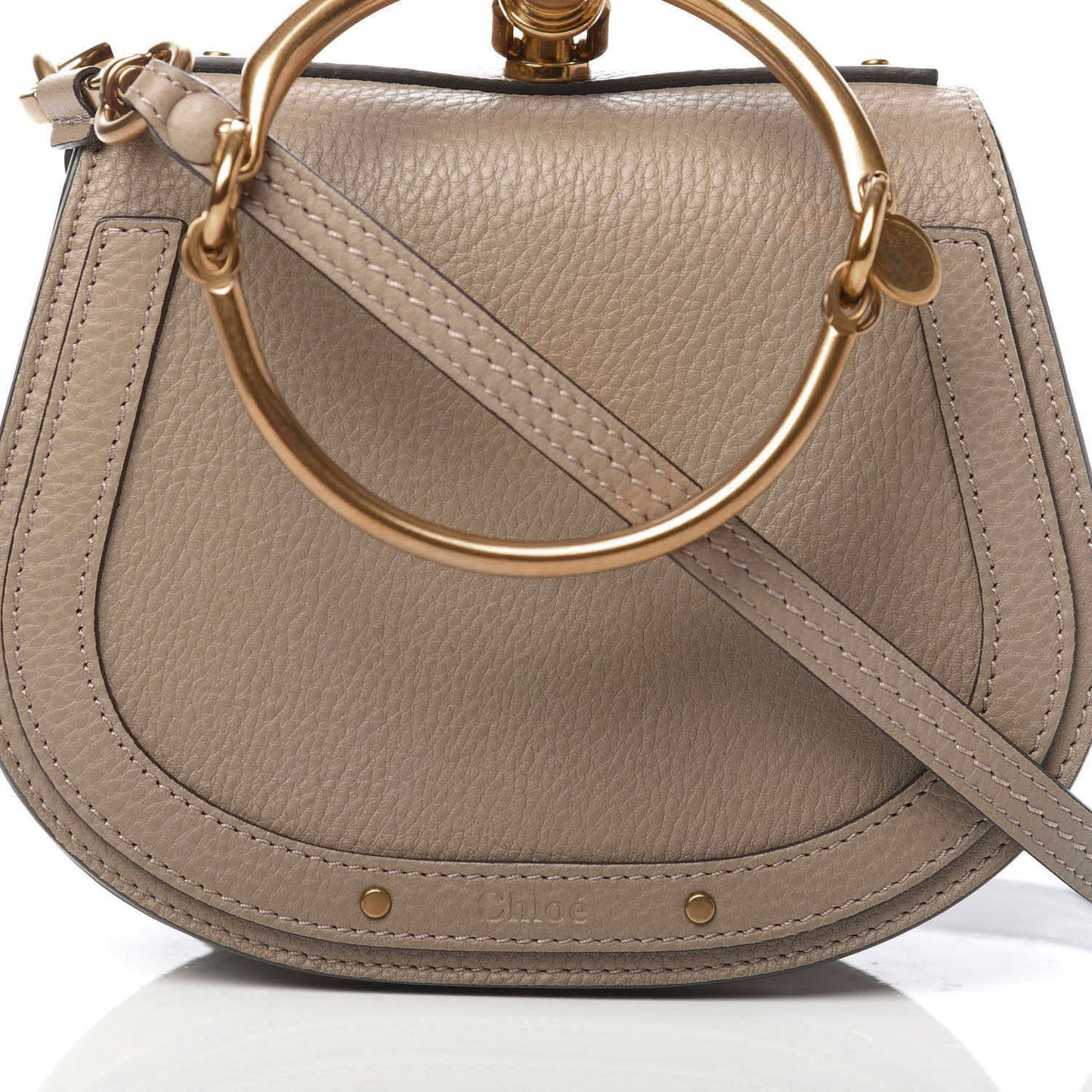 Calfskin Suede Small Nile Bracelet Bag Motty Grey