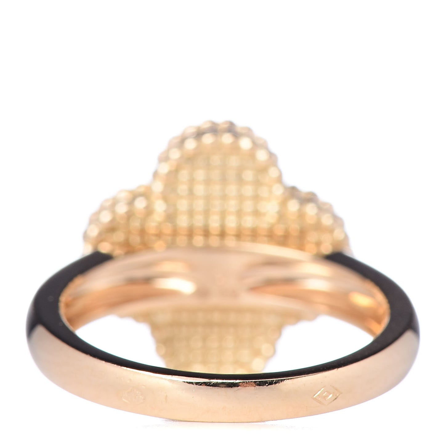 18K Yellow Gold Diamond Mother of Pearl Vintage Alhambra Ring 52 6
