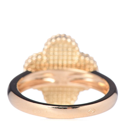 Van Cleef & Arpels 18K Yellow Gold Diamond Mother of Pearl Vintage Alhambra Ring 52 6 3 of 4