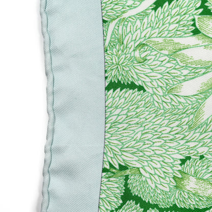 Hermes Silk Twill Faubourg Tropical Scarf 90 Bleu Vert Jaune 8 of 8