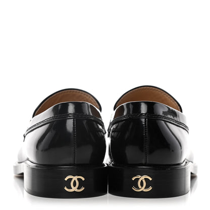 Chanel Shiny Calfskin Logo Loafers 40.5 Black 5 of 16