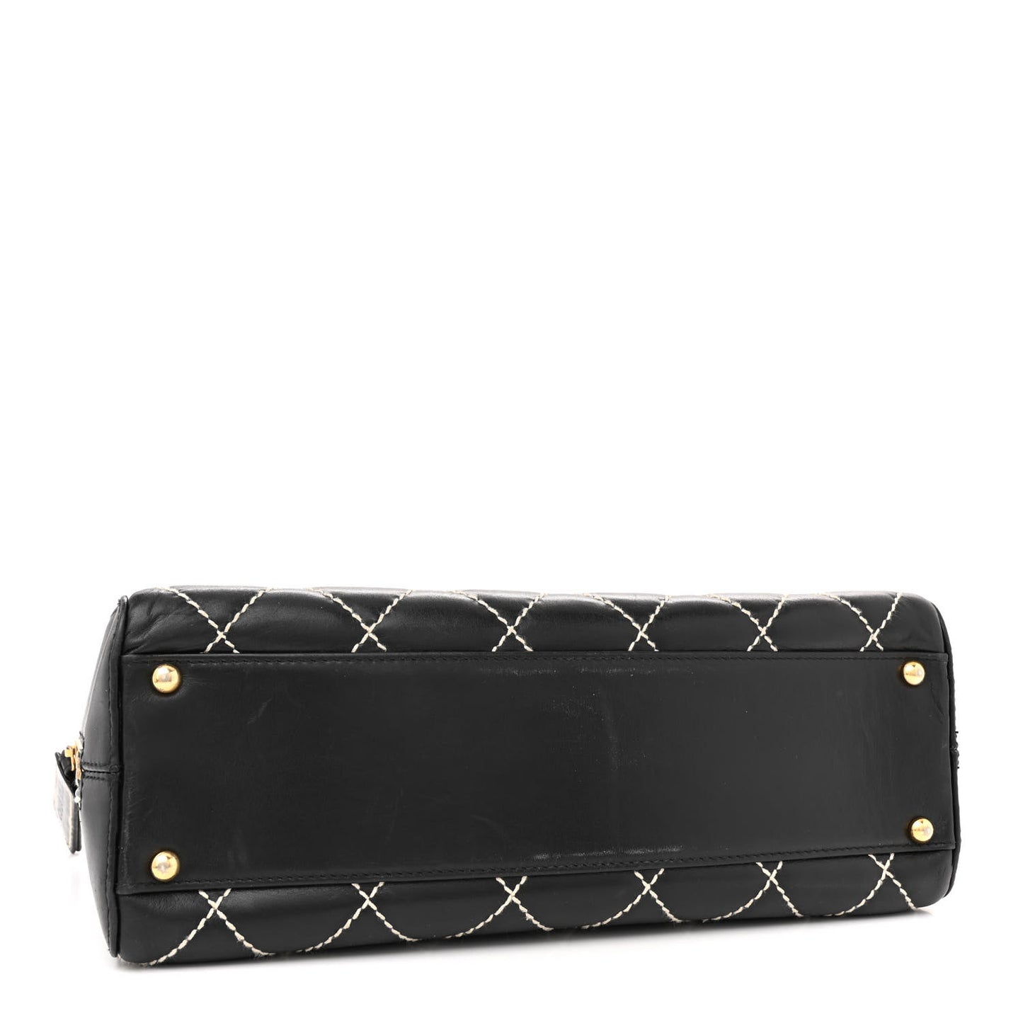 Calfskin Contrast Stitch Surpique Bowler Black