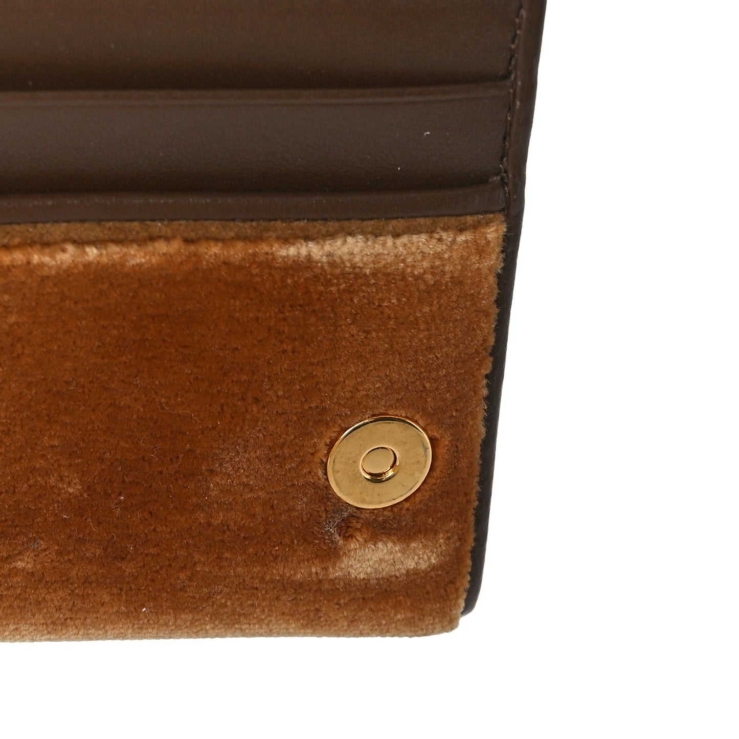 Velluto Ricamo Cahier Wristlet Flap Wallet Cammello