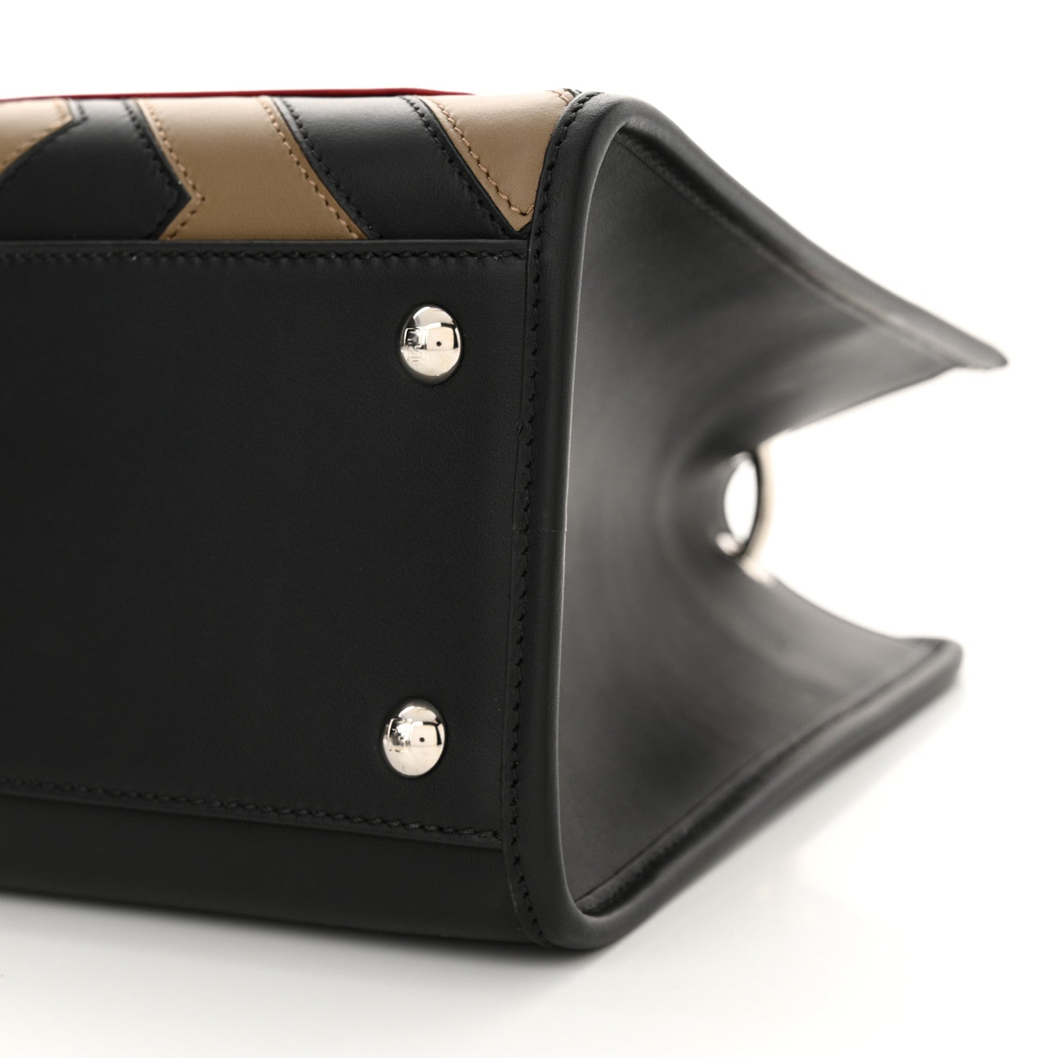 Fendi Vitello Century F is Fendi FF Diagonal Inlay Small Runaway Satchel Fango Black Fragola 10 of 10