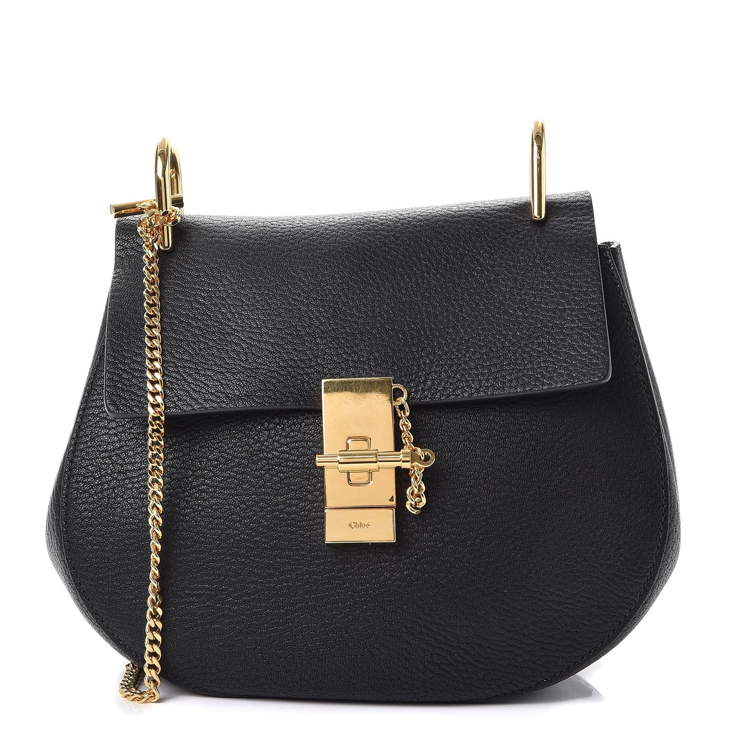 Grained Lambskin Drew Shoulder Bag Black