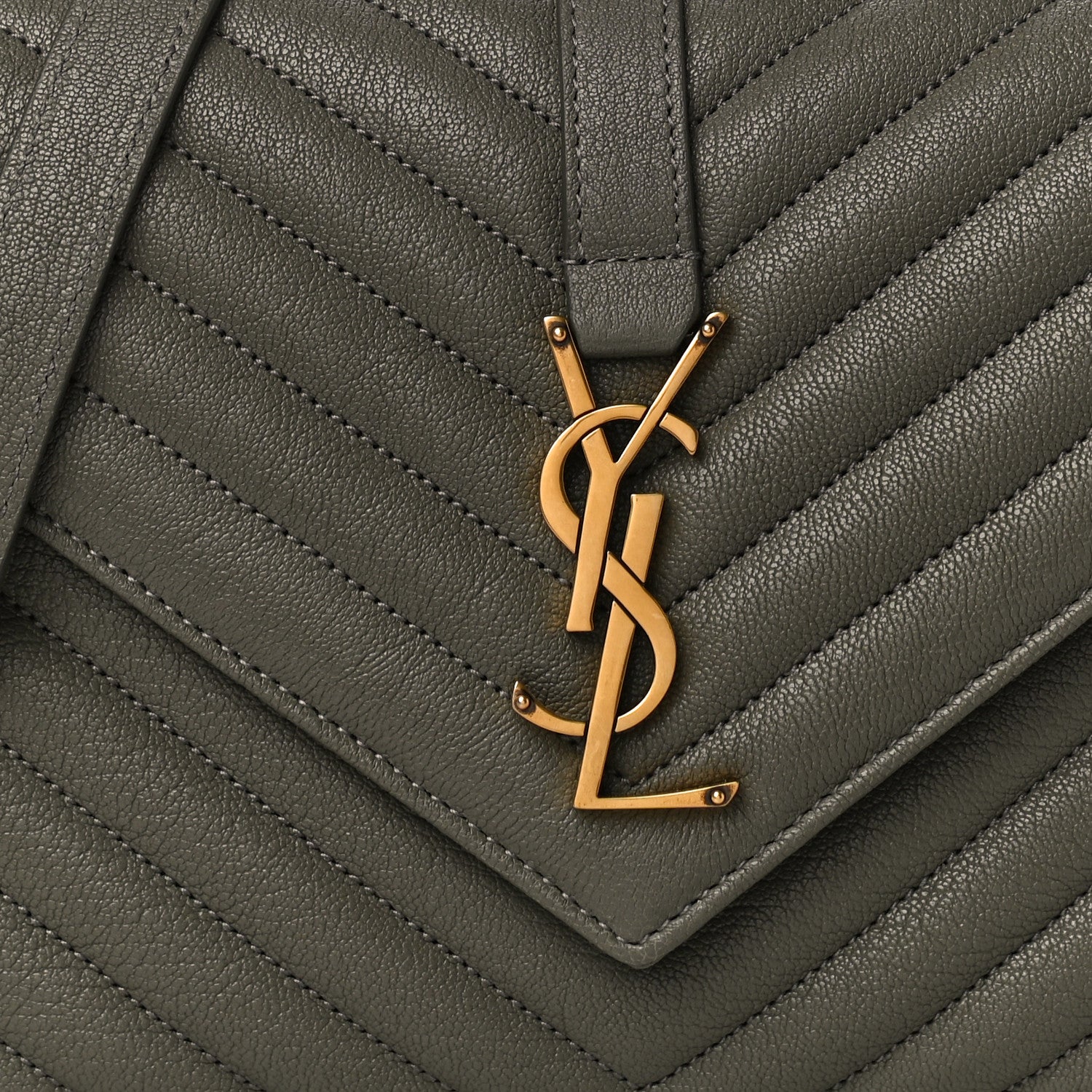 Saint Laurent Sheepskin Matelasse Chevron Monogram Medium College Bag Fog 8 of 8