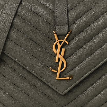 Saint Laurent Sheepskin Matelasse Chevron Monogram Medium College Bag Fog 8 of 8