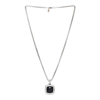 David Yurman Sterling Silver Diamond Black Onyx 14mm Albion Pendant Necklace 2 of 4