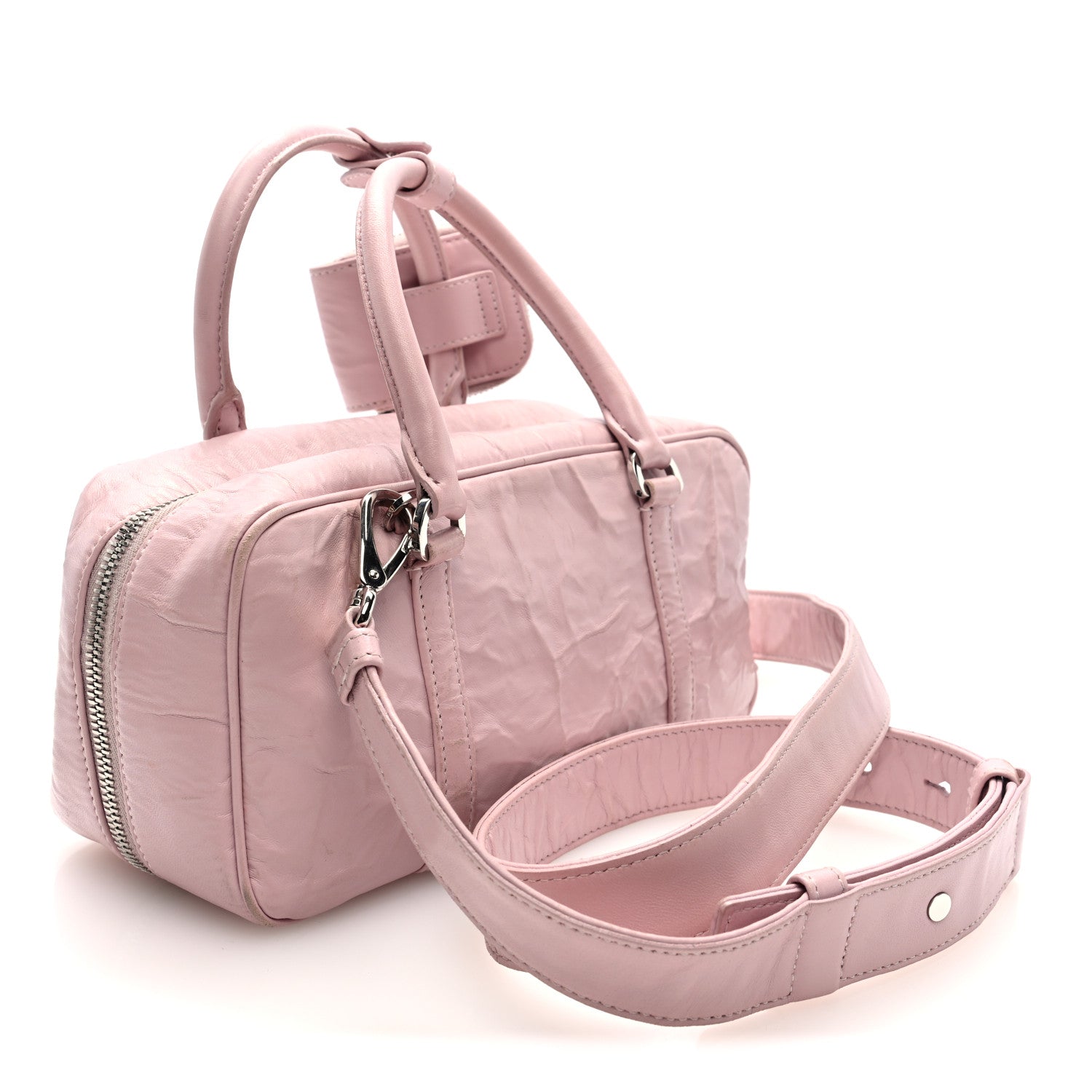 Prada Nappa Antique Small Re-Edition 2001 Two Handle Crossbody Bag Alabastro 3 of 9