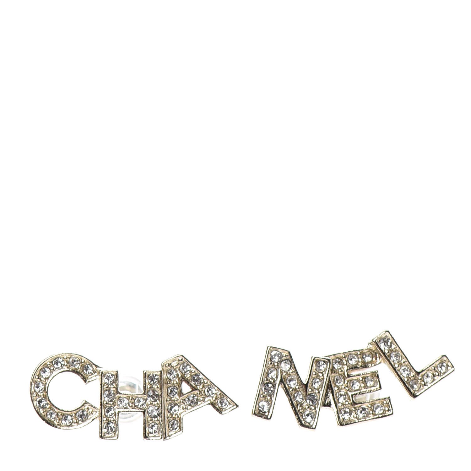 Chanel Crystal Pearl Signature Stud Earrings Gold 1 of 4