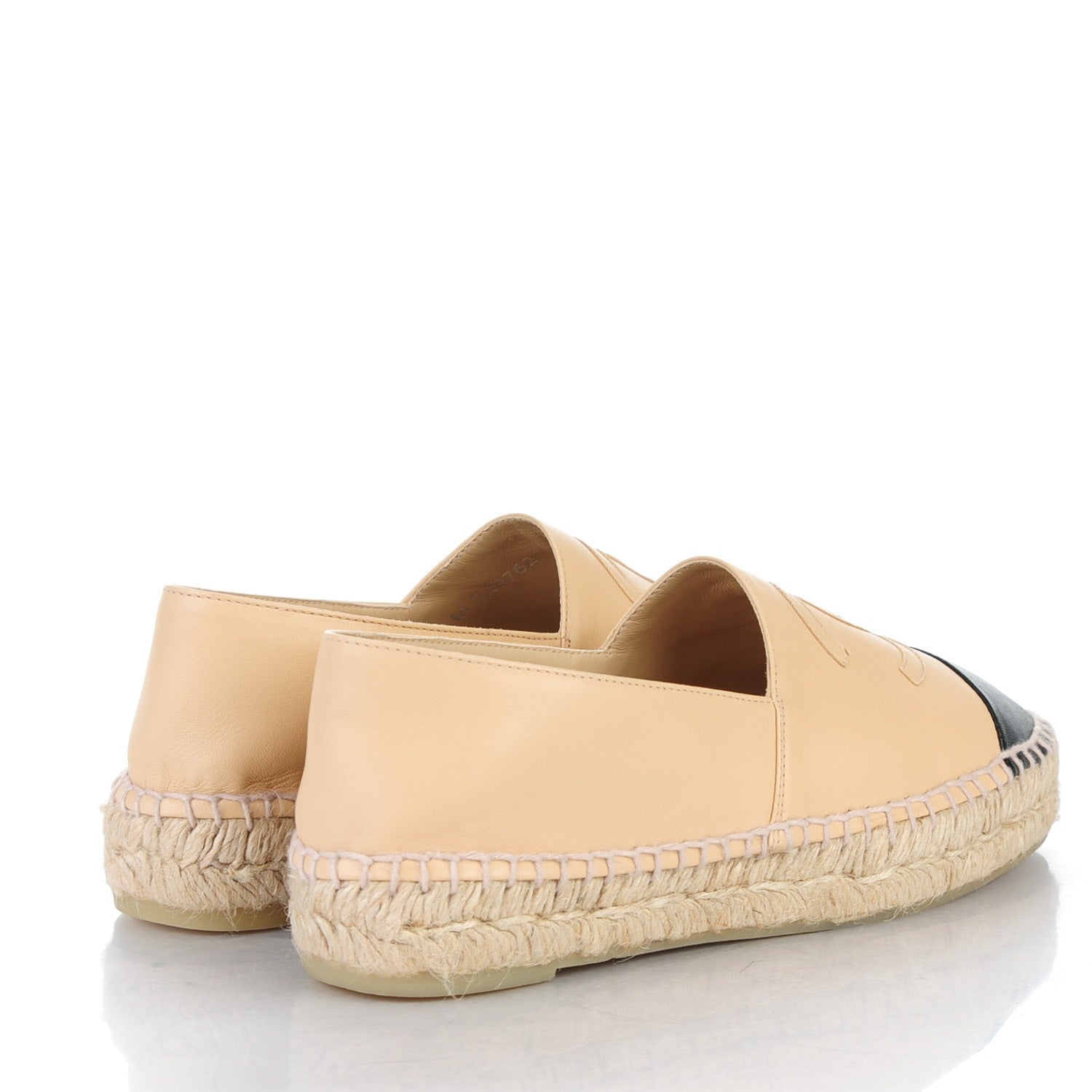 Chanel Lambskin CC Espadrilles 37 Beige Black 4 of 9
