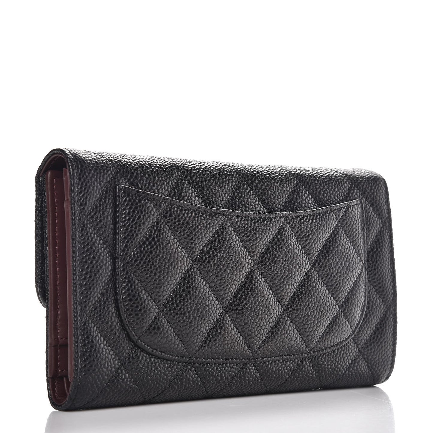 Caviar Quilted Large Flap Wallet Black