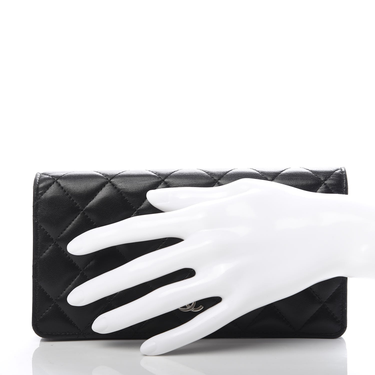 Chanel Lambskin Quilted Yen Wallet Black 2 of 11