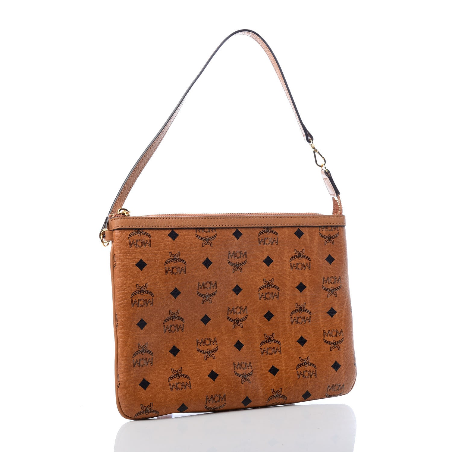 MCM Visetos Liz Shopper Tote Pouch Cognac 3 of 6