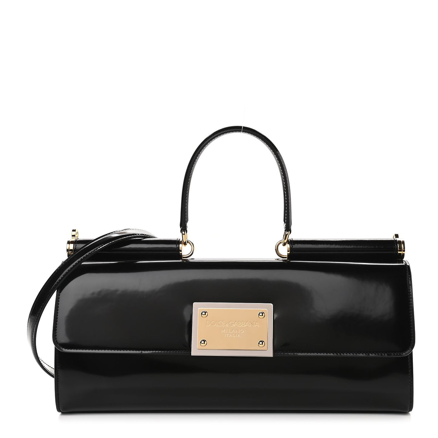 Shiny Calfskin 90's Sicily Bag Black