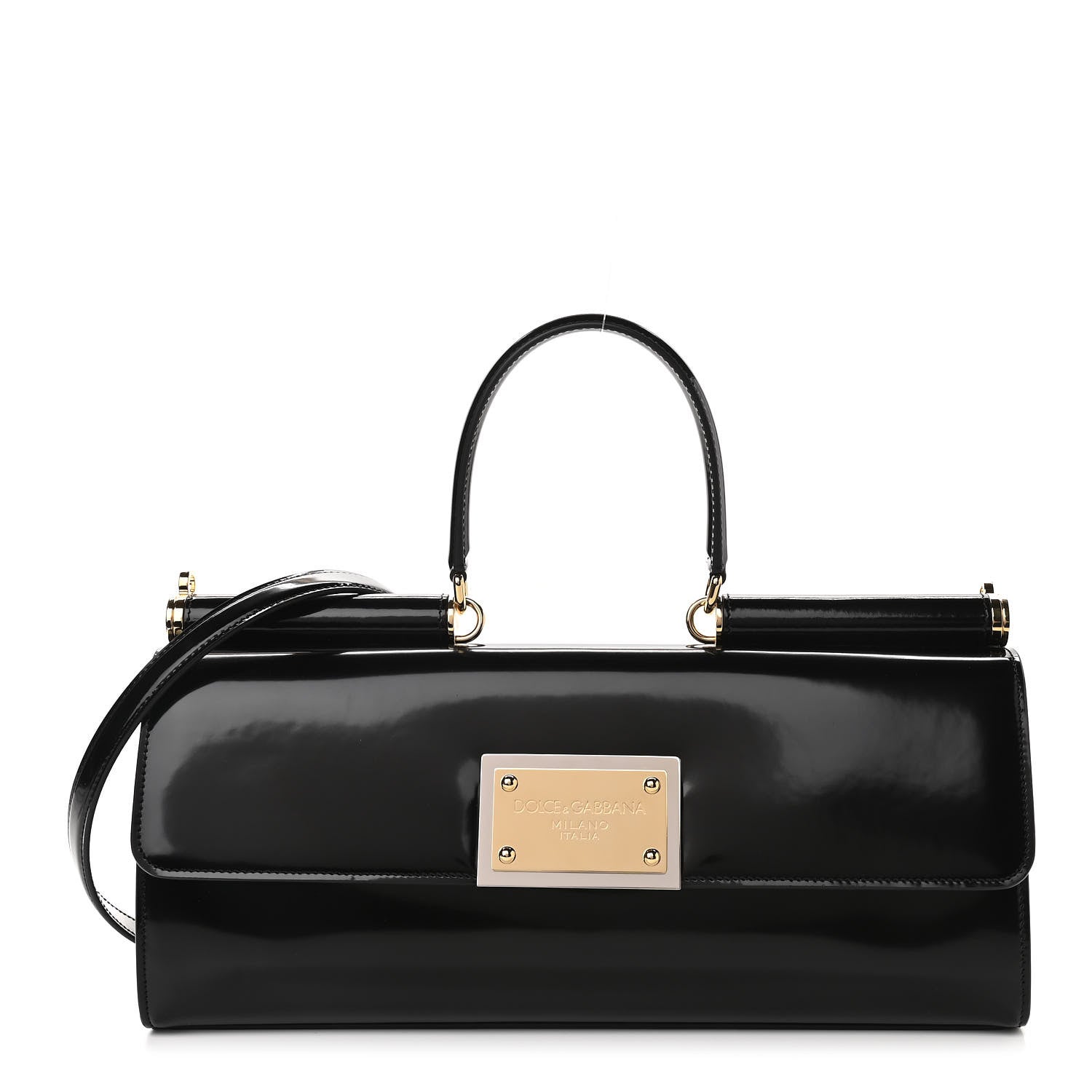 Dolce & Gabbana Shiny Calfskin 90's Sicily Bag Black 1 of 9
