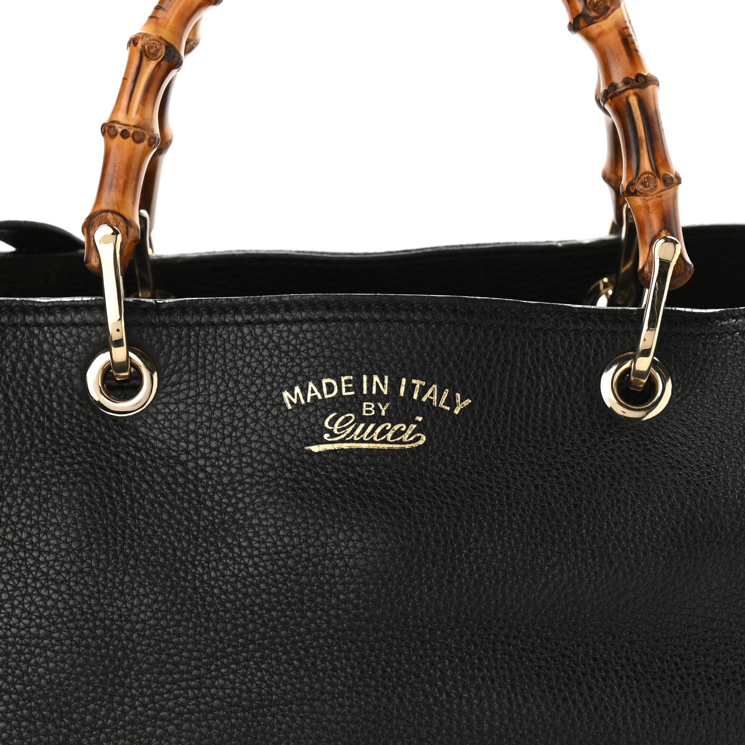 Gucci Calfskin Large Bamboo Shopper Tote Black 7 of 9