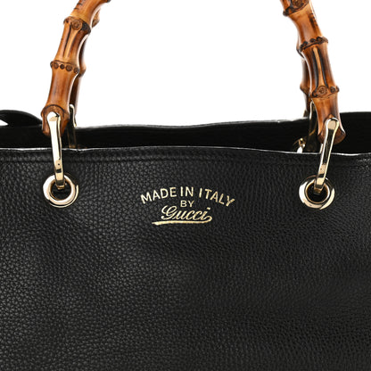 Gucci Calfskin Large Bamboo Shopper Tote Black 7 of 9