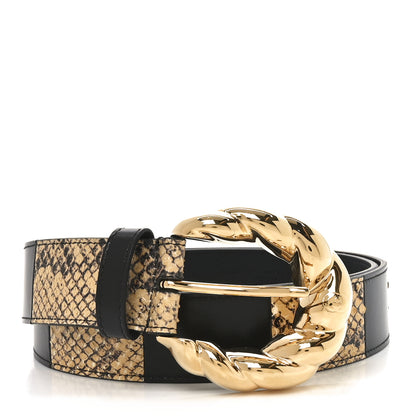 Gucci Ciny Calfskin Lux Snakeskin Torchon 95 38 Belt Black 1 of 5