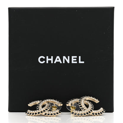 Chanel Crystal CC Earrings Black Gold 5 of 5