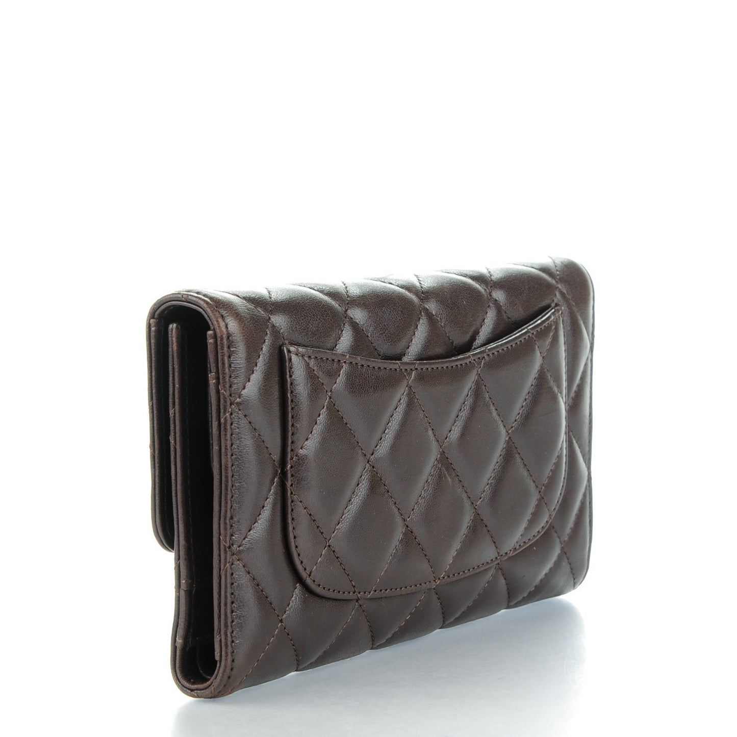 Lambskin Quilted Reissue Long Flap Wallet Dark Brown