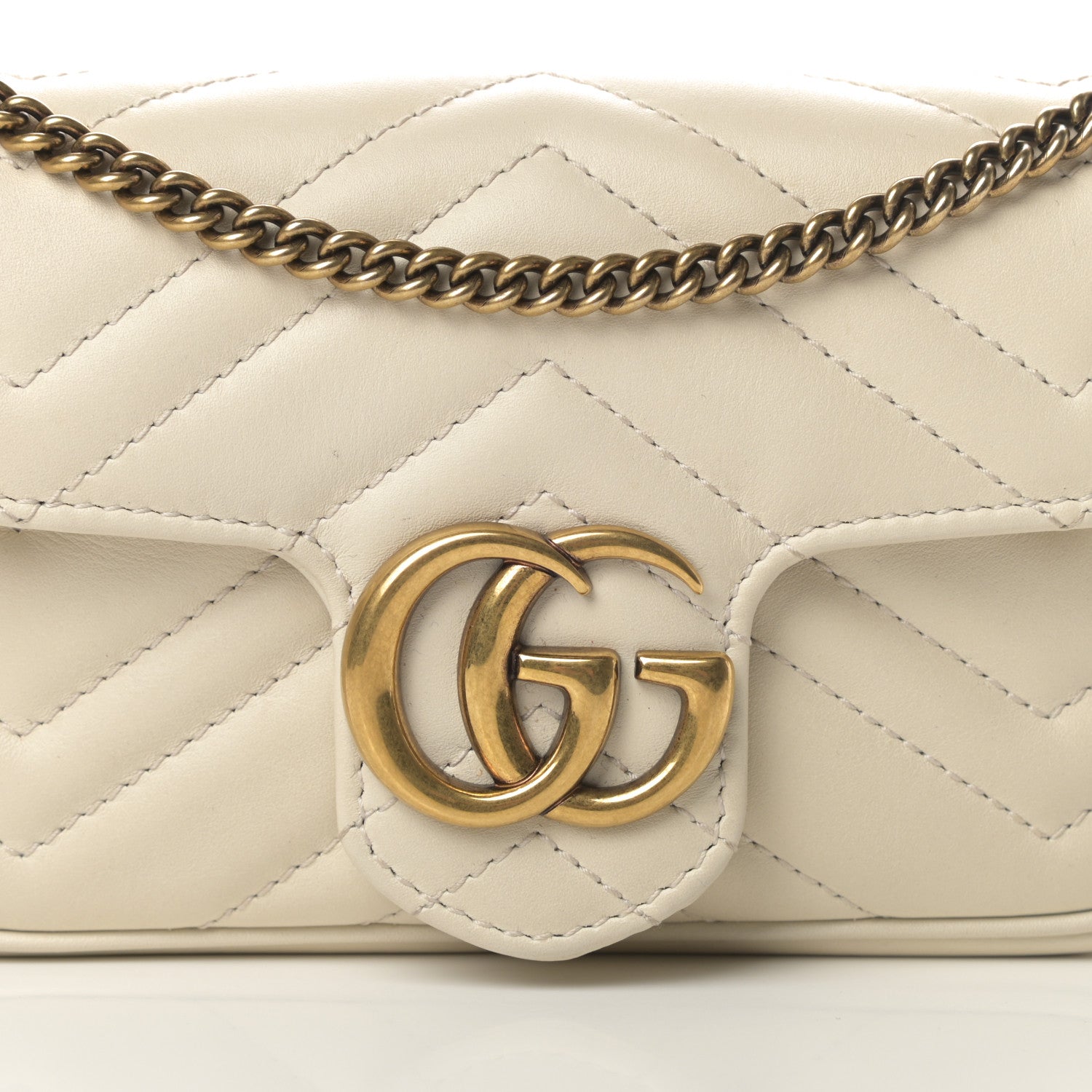 Gucci Calfskin Matelasse Super Mini GG Marmont Shoulder Bag White 8 of 11