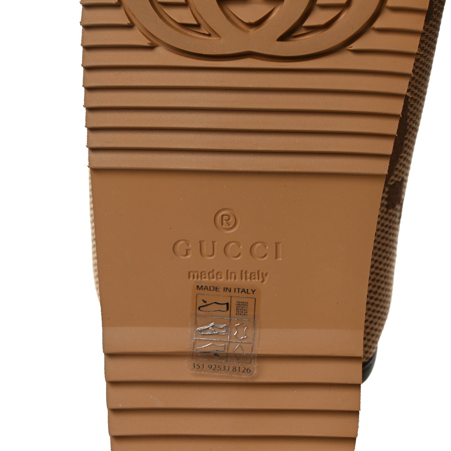 Gucci Monogram Jumbo GG Nappa Samoa Platform 40mm Slide Sandals 35 Camel Ebony New Acero 6 of 8
