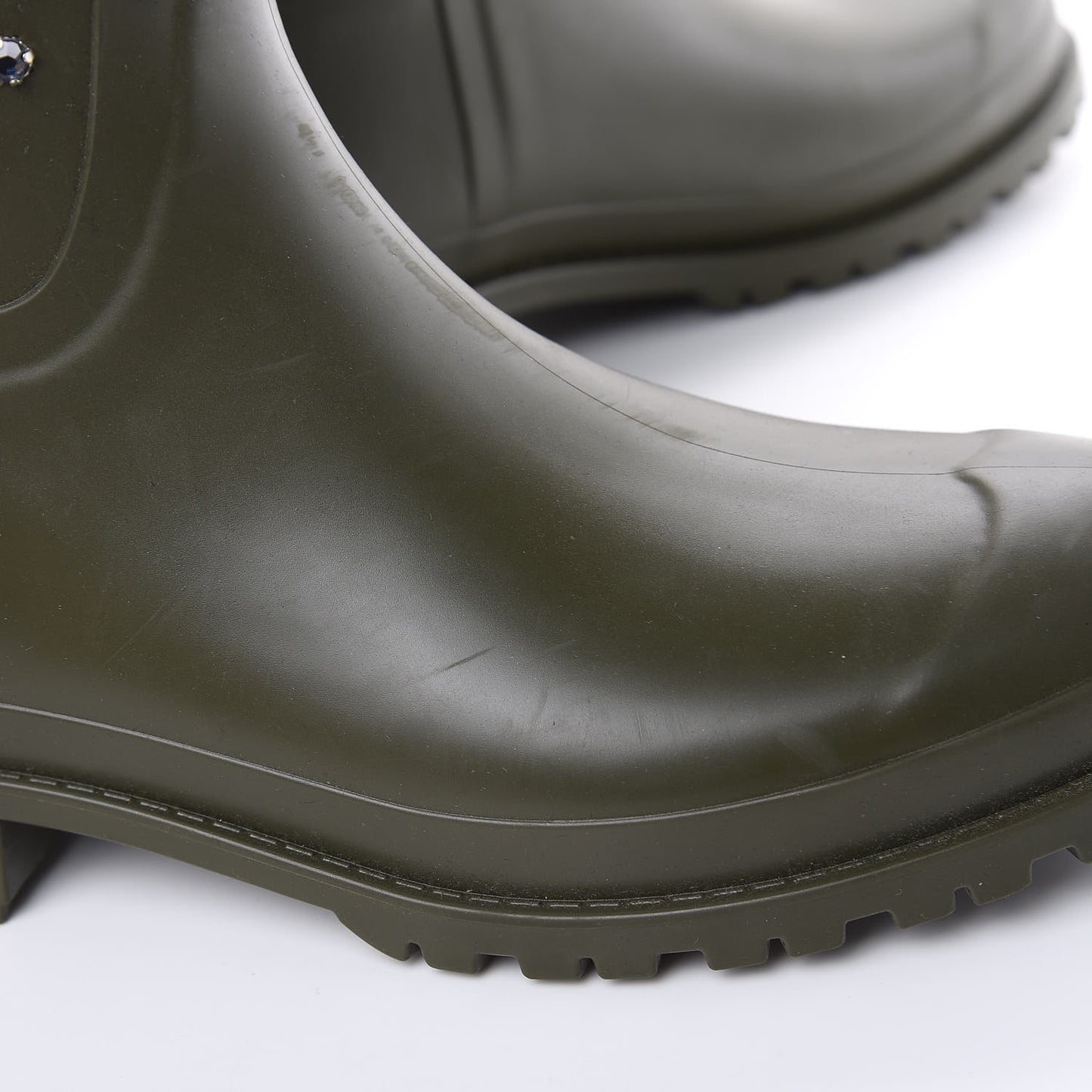 Rubber Studded Festival Rain Boots 37 New Kaki Fonce