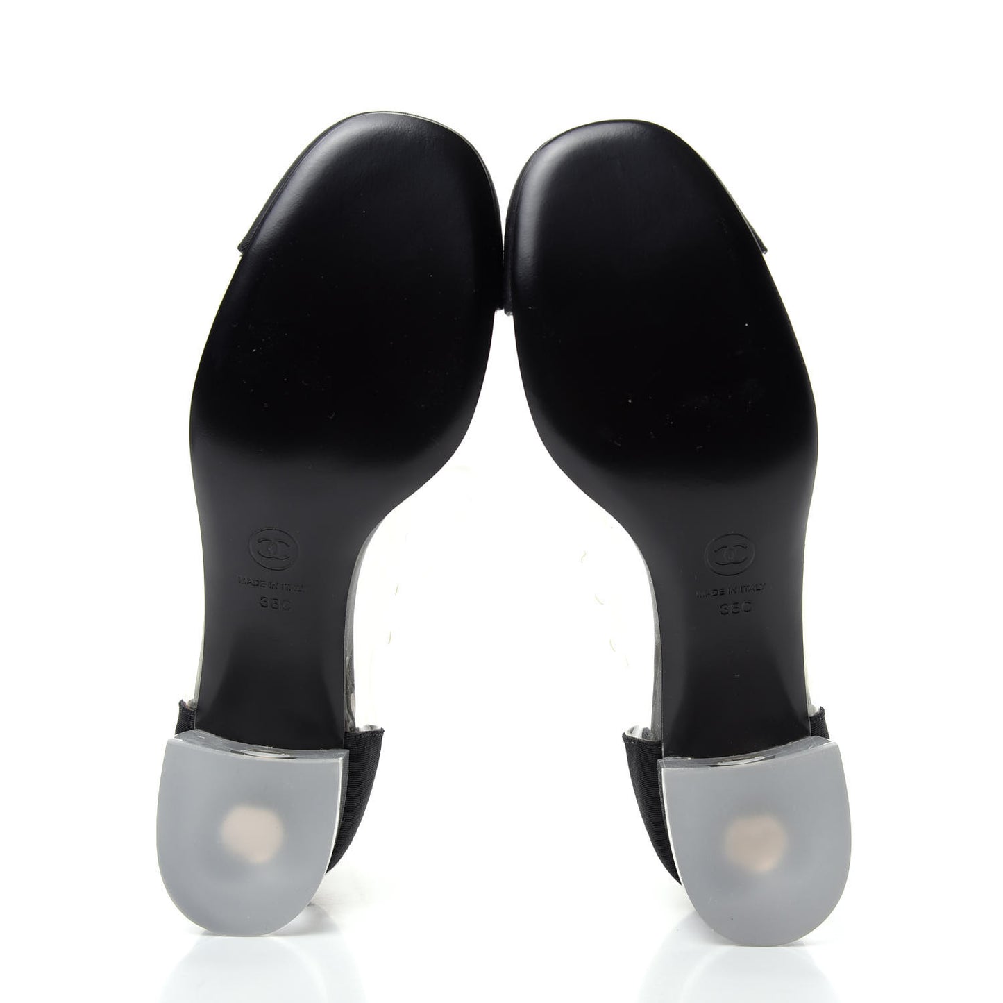 PVC Grosgrain High Boots 38 Transparent Black