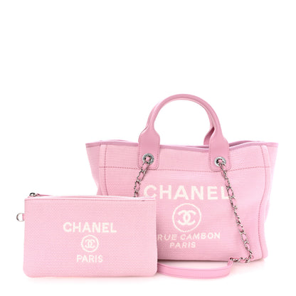 Chanel Mixed Fibers Small Deauville Tote Dark Pink 3 of 11