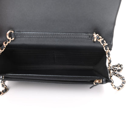 Chanel Iridescent Lambskin Quilted Pearl Wallet On Chain WOC Black 5 of 15