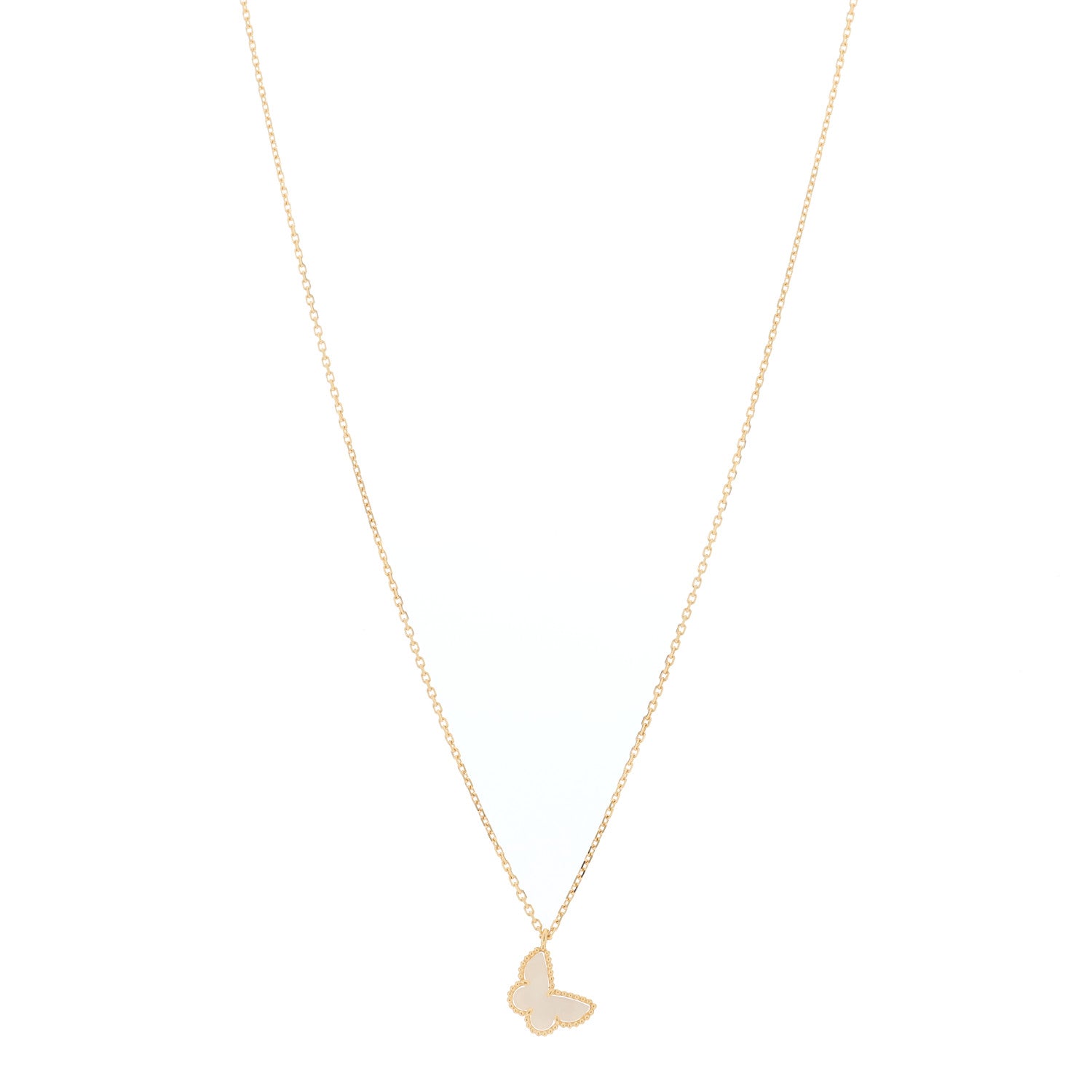 Van Cleef & Arpels 18K Yellow Gold Mother of Pearl Sweet Alhambra Butterfly Pendant Necklace 1 of 5