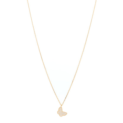 Van Cleef & Arpels 18K Yellow Gold Mother of Pearl Sweet Alhambra Butterfly Pendant Necklace 1 of 5