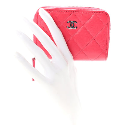 Chanel Caviar Quilted Zip Coin Purse Pink 2 of 7
