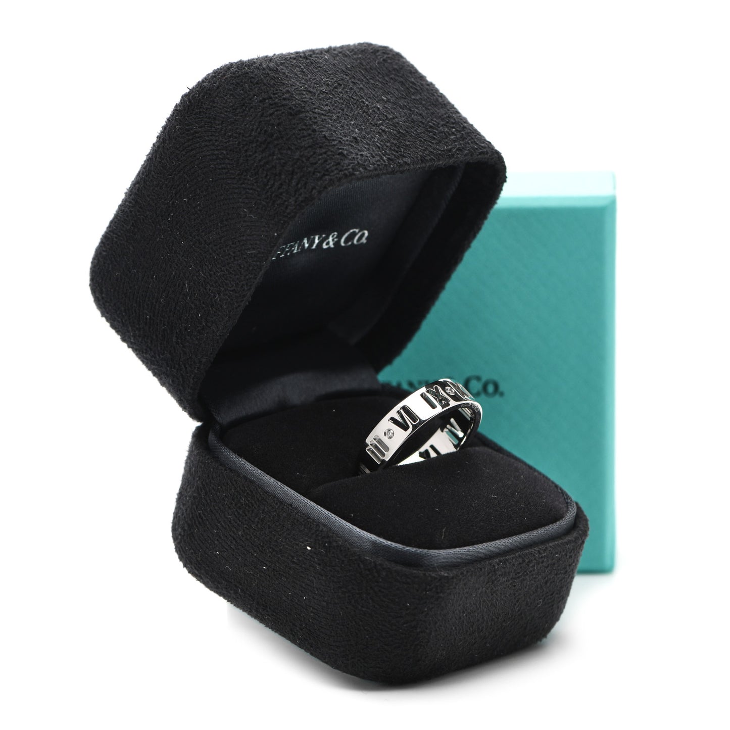 18K White Gold Diamond Wide Atlas Pierced Ring 54 6.75