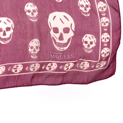 Alexander McQueen Silk Chiffon Skull Scarf Purple White 2 of 3