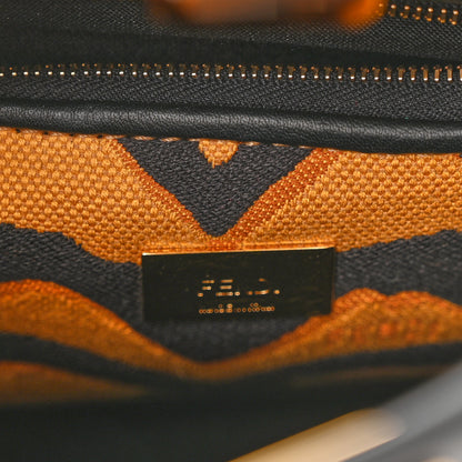 Fendi Vitello King Canvas Chinese New Year Tiger Embroidered Mini Peekaboo Iconic Satchel Black Dark Yellow 6 of 9