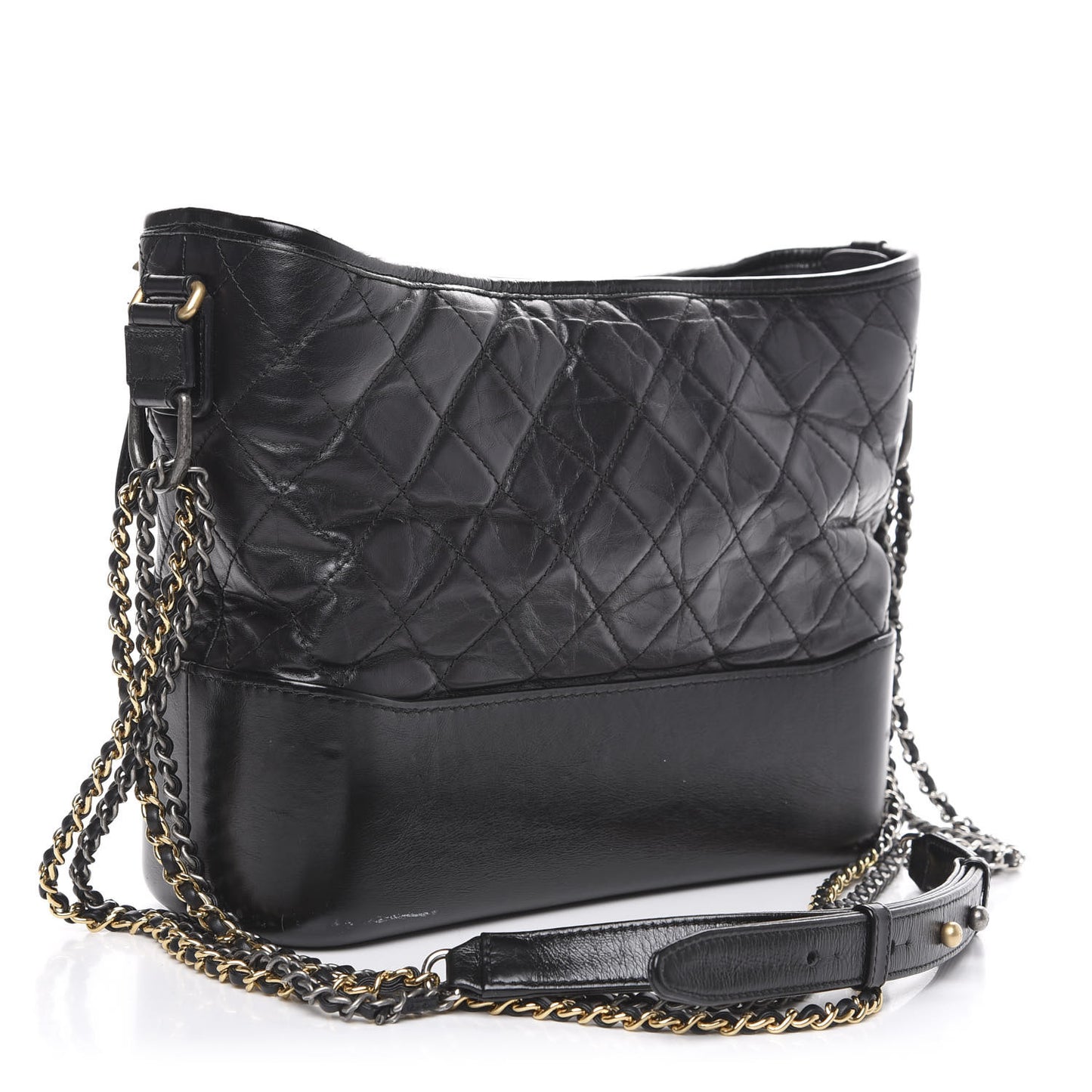 Aged Calfskin Quilted Medium Gabrielle Hobo Black