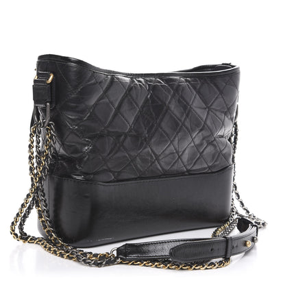 Chanel Aged Calfskin Quilted Medium Gabrielle Hobo Black 2 of 12