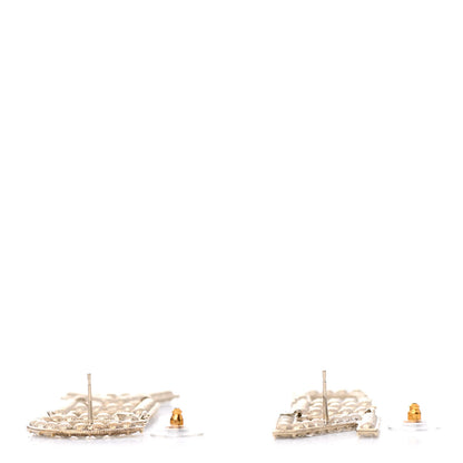 Chanel Crystal Cha-Nel Logo Drop Earrings Gold 3 of 5