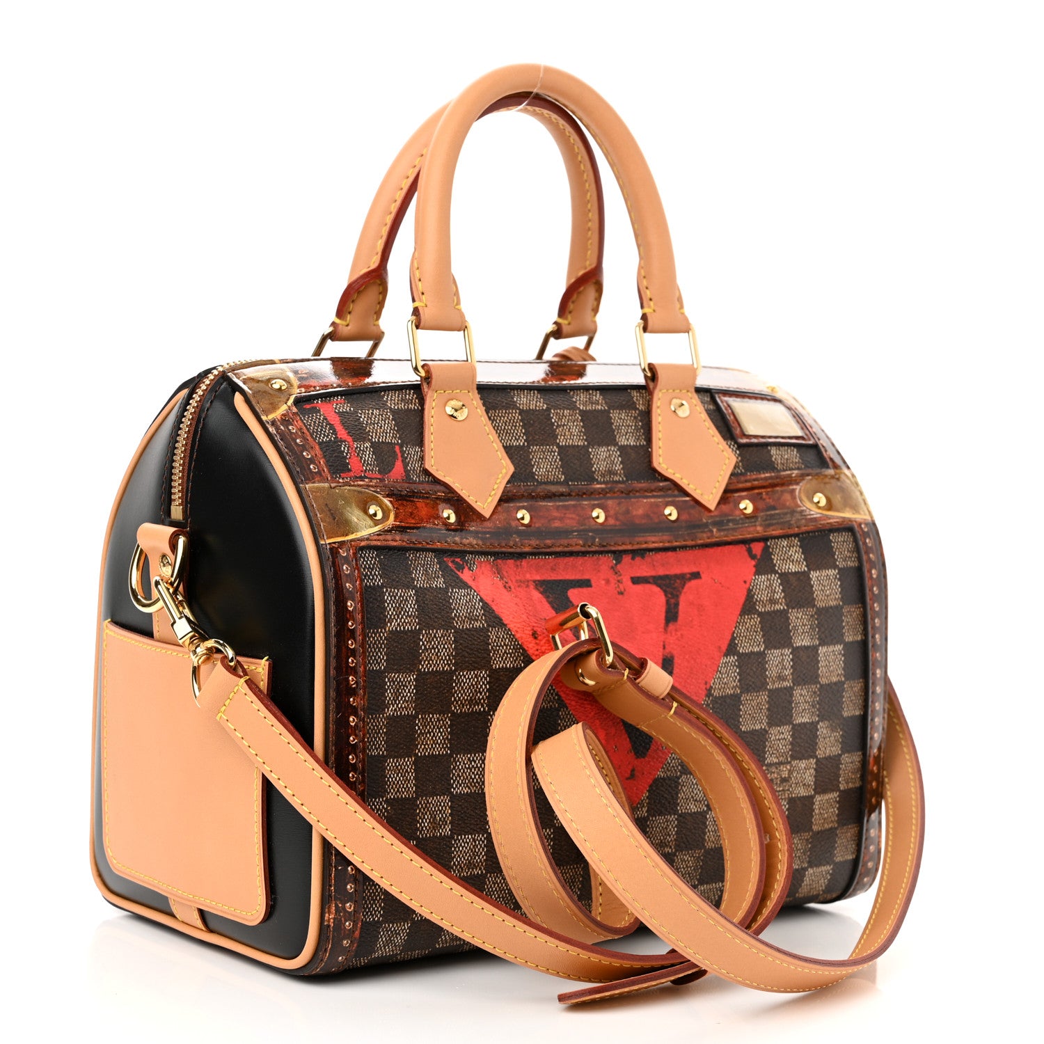 Louis Vuitton Transformed Damier Ebene Time Trunk Speedy Bandouliere 25 Black 3 of 11