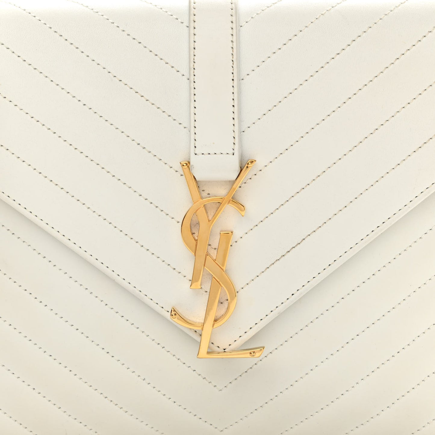 Calfskin Monogram Chevron Shoulder Bag Crema Soft