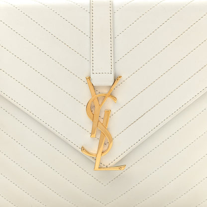 Saint Laurent Calfskin Monogram Chevron Shoulder Bag Crema Soft 8 of 17